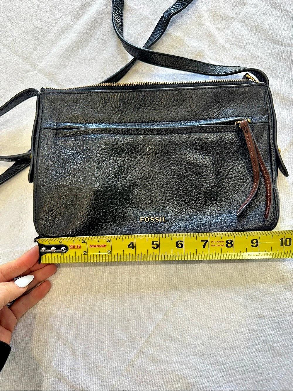 Fossil Gemma black pebbles leather Crossbody purse - Picture 4 of 12